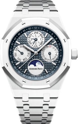 Audemars Piguet Royal Oak 41mm Perpetual Calendar White Ceramic Blue Dial - 26579CB.OO.1225CB.01