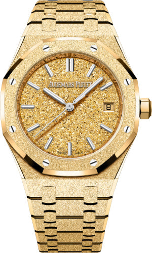 Audemars Piguet Royal Oak 34 mm Frosted Gold Selfwinding Yellow Gold Crystal Sand Dial | 77450BA.GG.1361BA.01