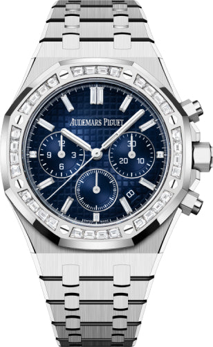 Audemars Piguet Royal Oak 38mm Chronograph White Gold Diamond Set Bezel Blue Diamond Baguette Dial - 26715BC.ZZ.1356BC.01