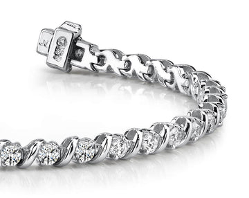 Wavy Hood Link Diamond Tennis Bracelet with 10.01 ct.(finished) 4.9mm - Luxury Time NYC