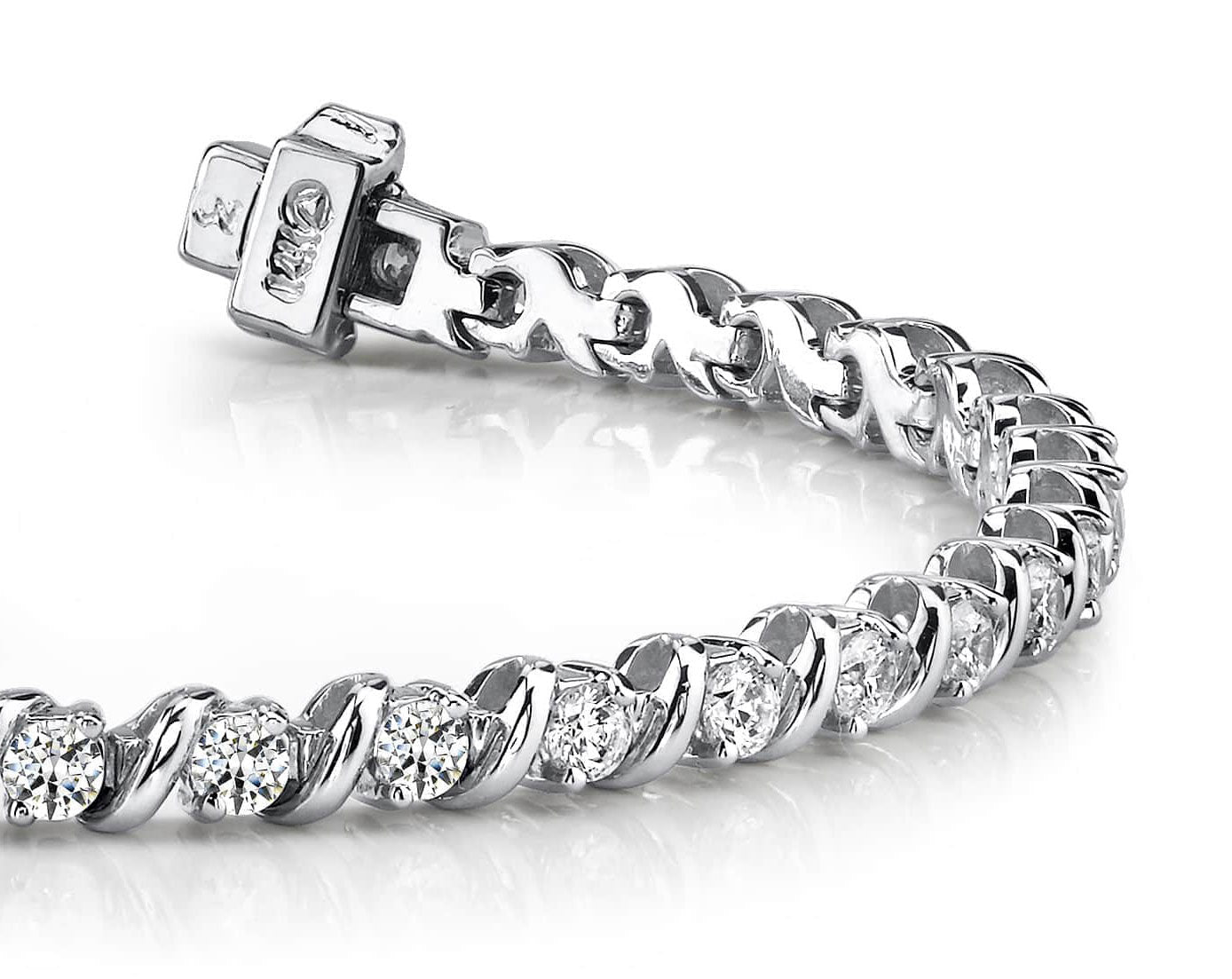 Wavy Hood Link Diamond Tennis Bracelet with 1.98 ct.(finished) 2.25mm - Luxury Time NYC