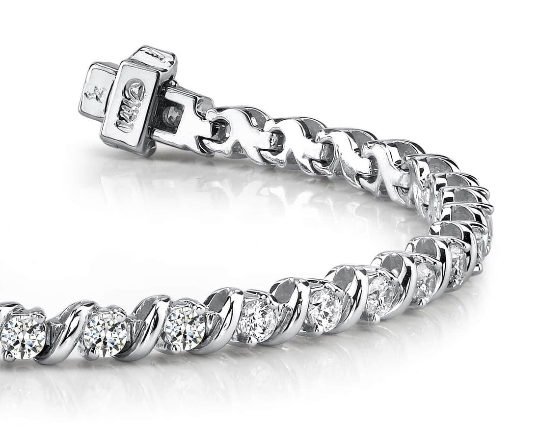 Wavy Hood Link Diamond Tennis Bracelet with 4.96 ct.(finished) 3.5mm - Luxury Time NYC