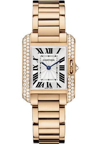 Cartier Tank Anglaise Watch - Small Pink Gold Diamond Case - WT100002